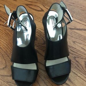 Michael Kors black platform strappy sandals